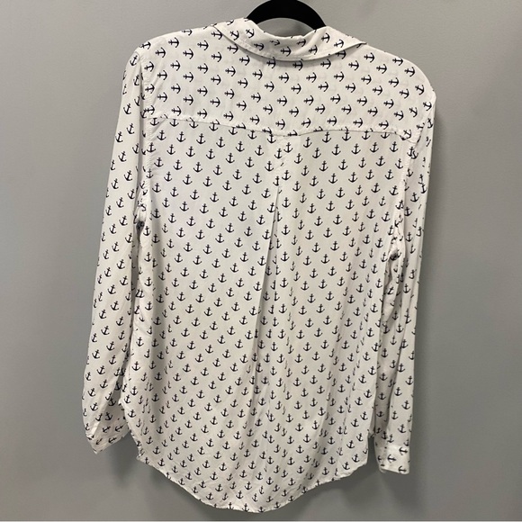 George bottom up, white, Anchor Print dress shirt, size L 12-14 - Picture 6 of 7